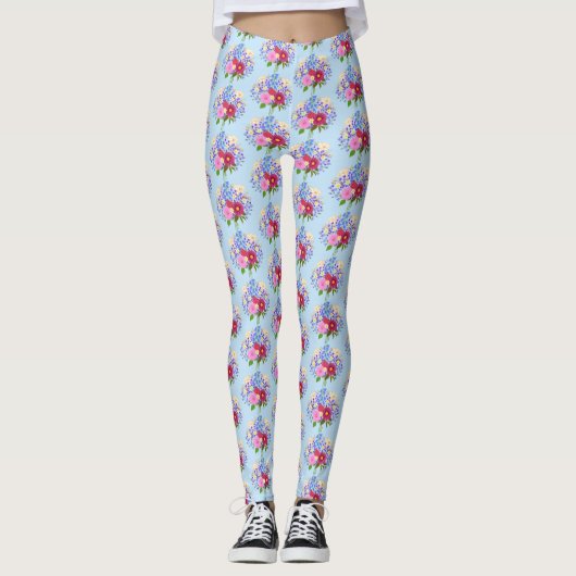 Blue Blumenstrauss Leggings (Voorkant)