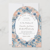 Blue Blush Beach Waterverf Shell Flowers Wedding Kaart (Voorkant)