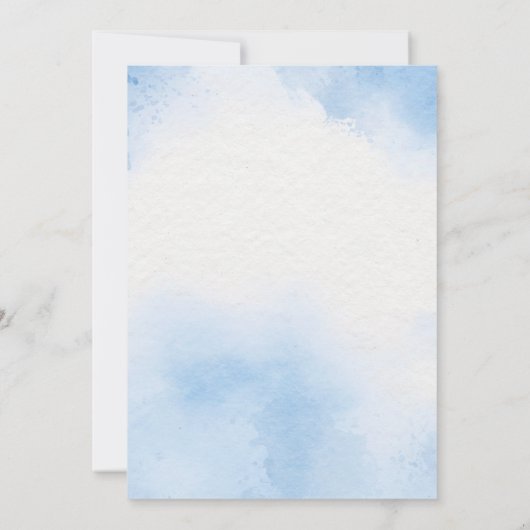 Blue Blush Bloemen Huwelijksuitnodiging Kaart (Achterkant)