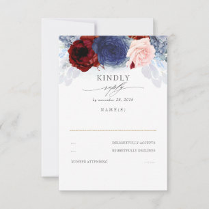 Blue Blush en Bourgogne Red Wedding RSVP