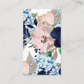 Blue Blush Floral Baby shower Luier Raffle Ticket Informatiekaartje (Achterkant)