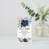 Blue Blush Floral Baby shower Luier Raffle Ticket Informatiekaartje (Staand voorkant)