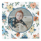 Blue Blush Floral Love Grandma Photo Collage Kubus (Voorkant)