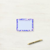 Blue Blush Floral Waterverf op maat Post-it® Notes (Op bureau)
