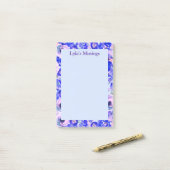 Blue Blush Floral Waterverf op maat Post-it® Notes (Op bureau)