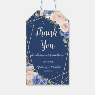 Blue Blush Floral Wedding Bridal Favor Dank je Cadeaulabel