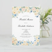 Blue Blush Pink Cream Floral Vrijgezellenfeest Kaart (Staand voorkant)
