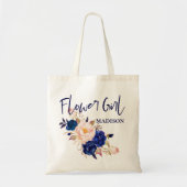 Blue Blush Pink Floral Cute Flowergirl Weddenschap Tote Bag (Voorkant)