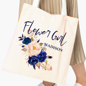 Blue Blush Pink Floral Cute Flowergirl Weddenschap Tote Bag