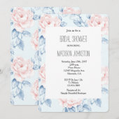 Blue Blush Pink Floral Vrijgezellenfeest Kaart (Voorkant / Achterkant)