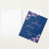 Blue blush roze florals script bruiloft planner (Display)