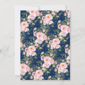 Blue Blush Rozen & pioenen bruidslunch Kaart (Achterkant)