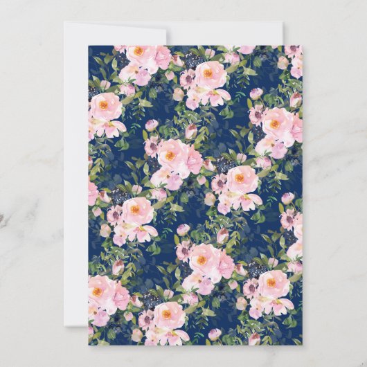 Blue Blush Rozen & pioenen bruidslunch Kaart (Achterkant)