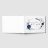 Blue Blush Waterverf Flowers Elegant Wedding Gastenboek (Volledig)