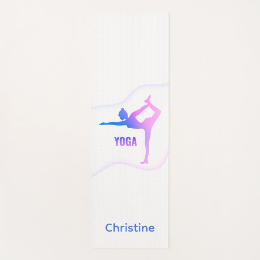 Blue-Blush-White Yoga Pose en aangepaste naam Yogamat (Voorkant)