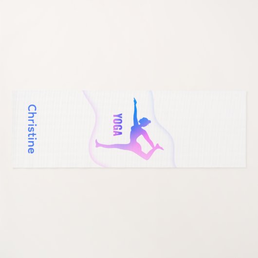 Blue-Blush-White Yoga Pose en aangepaste naam Yogamat (Voorkant (horizontaal))