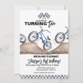 Blue BMX racefiets verjaardag uitnodiging jongen (Voorkant)