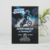 Blue BMX Racing Fiets Verjaardag Jongen Kaart (Staand voorkant)