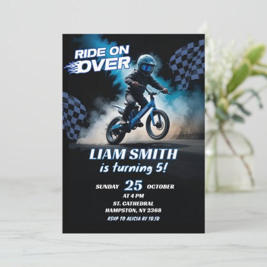 Blue BMX Racing Fiets Verjaardag Jongen Kaart (Staand voorkant)