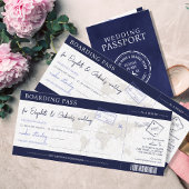 Blue Boarding Pass Bestemming Bruiloft Kaart