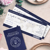 Blue Boarding Pass Bestemming Bruiloft Kaart