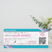 Blue Boarding Pass-Vrijgezellenfeest Kaart (Staand voorkant)