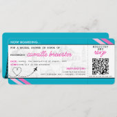 Blue Boarding Pass-Vrijgezellenfeest Kaart (Voorkant / Achterkant)