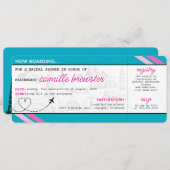 Blue Boarding Pass-Vrijgezellenfeest Kaart (Voorkant / Achterkant)