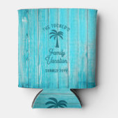 Blue Boards Tropische Palmboom Zomer Vakantie Blikjeskoeler (Voorkant)