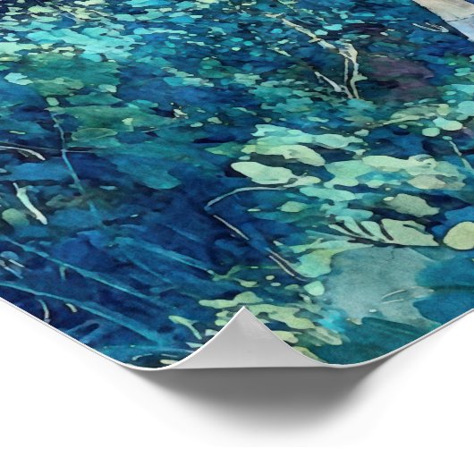 Blue Boardwalk Stroll Beach Waterverf Poster (Hoek)