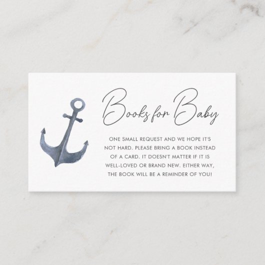 Blue Boat-Theme Baby shower Boek Aanvraag Informatiekaartje (Voorkant)