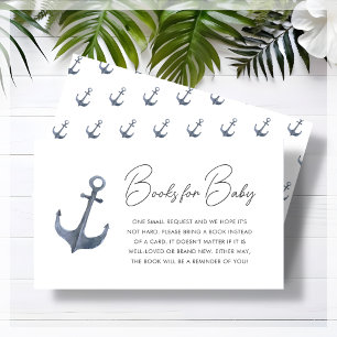 Blue Boat-Theme Baby shower Boek Aanvraag Informatiekaartje