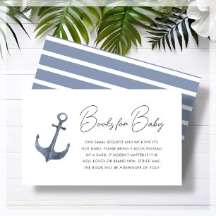 Blue Boat-Theme Baby shower Boek Aanvraag Informatiekaartje