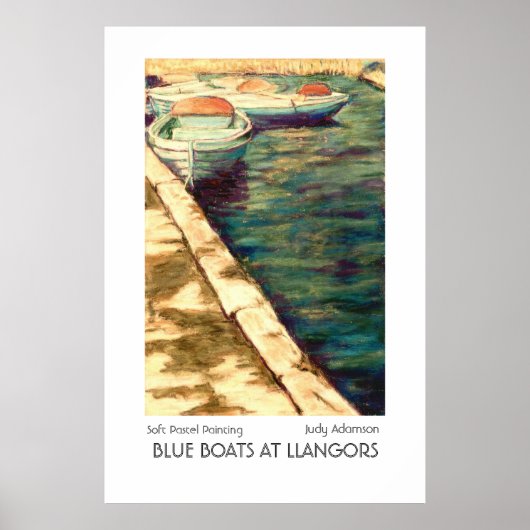 'Blue Boats at Llangors' Poster/Print Poster (Voorkant)