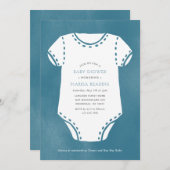 Blue Bodysuit minimalistisch Baby shower Kaart (Voorkant / Achterkant)