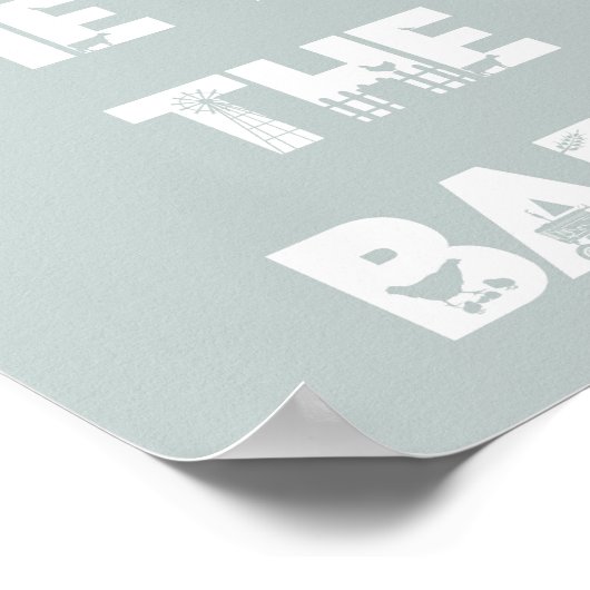 Blue Boerderij Barnyard Birthday Tabeltop Sign/Pos Poster (Hoek)