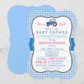 Blue Boerderij Tractor, Country Girl Baby shower Kaart (Voorkant / Achterkant)