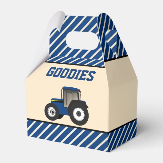 Blue Boerderij Tractor Kids Birthday Party Bedankdoosjes (Voorkant Zijde)