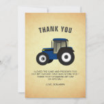 Blue Boerderij Tractor Kids Birthday Party Bedankkaart<br><div class="desc">Dit ontwerp is voorzien van een schattig blauw boerderij tractor met moderne typografie op een  perkamentachtergrond.</div>