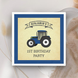 Blue Boerderij Tractor Kids Birthday Party Servet