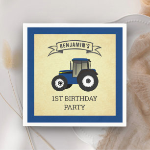 Blue Boerderij Tractor Kids Birthday Party Servet