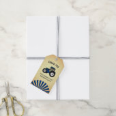 Blue Boerderij Tractor Kids Verjaardagsfeestje Dan Cadeaulabel (Met Touw)