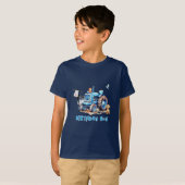Blue Boerderij Tractor Verjaardag Jongen T-shirt (Voorkant volledig)