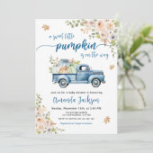 Blue Boerderij Truck Little Pumpkins Baby shower Kaart (Staand voorkant)