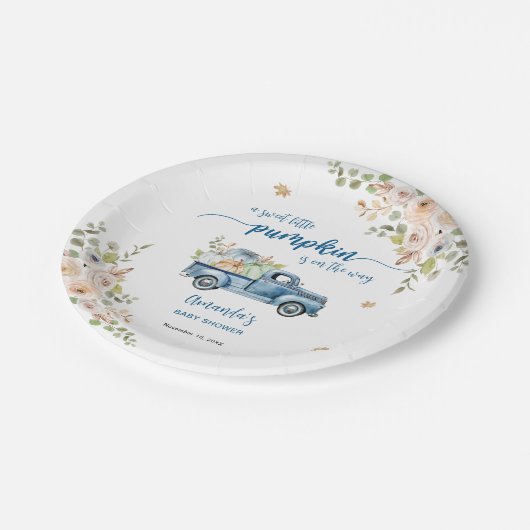 Blue Boerderij Truck Little Pumpkins Baby shower Papieren Bordje (Gekanteld)