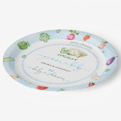 Blue Boerderij Vegetables Boy Baby shower Papieren Bordje (Gekanteld)