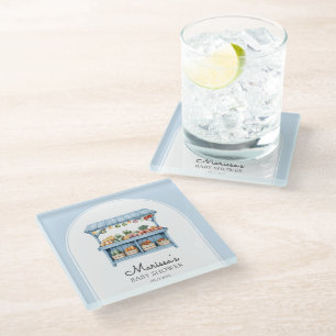 Blue Boerenmarkt Baby Boy Shower Glazen Onderzetter
