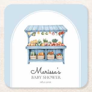 Blue Boerenmarkt Baby Shower Kartonnen Onderzetters