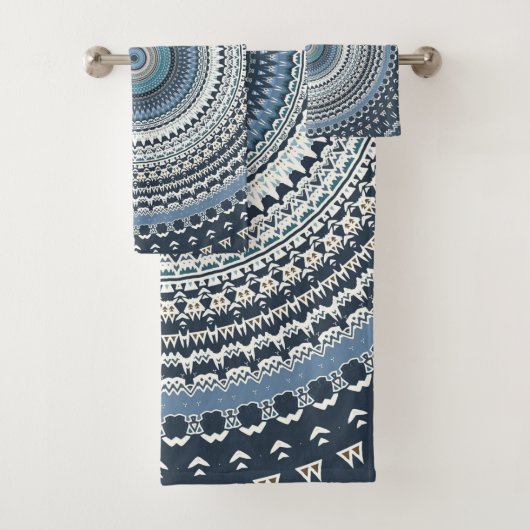 Blue Bohemian Mandala Bad Handdoek (Insitu)