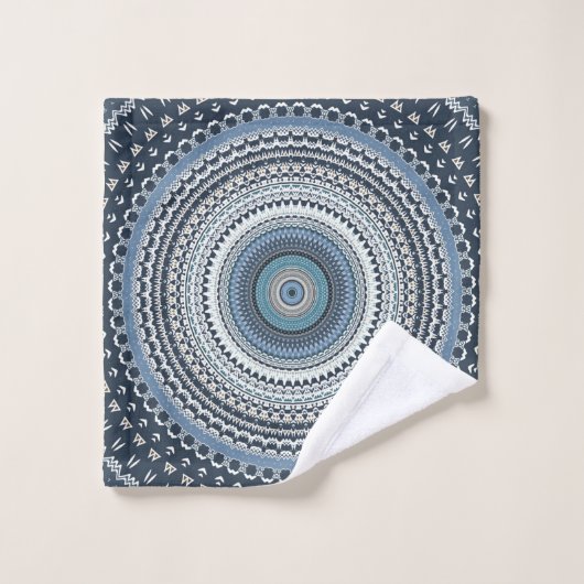 Blue Bohemian Mandala Bad Handdoek (Wasdoekje)